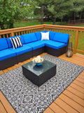 Uv Weather Resistant Outdoor Rug Patio Rug Dark Gray And White I#1497