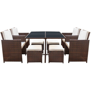 Wicker Rattan Outdoor Patio Set Chairs and Tempered Glass Table