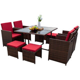 Wicker Rattan Outdoor Patio Set Chairs and Tempered Glass Table