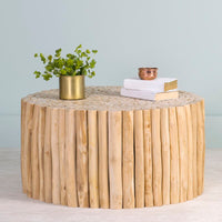 Round Live Edge Solid Wood Coffee Table