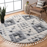 Moroccan Diamond Trellis Pattern Thick Area Rug Gray/Ivory