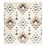 Moroccan Diamond Trellis Pattern Tassel Thick Area Rug Ivory/Brown