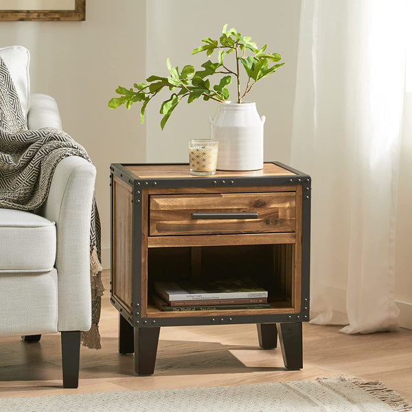 rustic night stand brown wood
