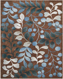 Cozy Handcrafted Botanical Area Rug With Blue Leaves