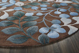 Cozy Handcrafted Botanical Area Rug With Blue Leaves