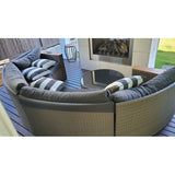 Round Outdoor Sectional Wicker Sofa Set with table Red / Grey / Brown