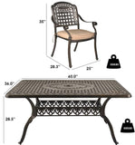 Outdoor dining Set Rectangular Table and 6 Chairs with Cushion