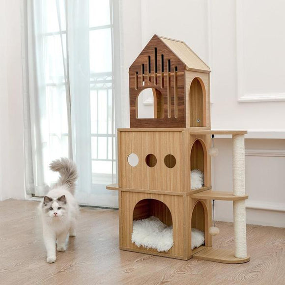 Cat House Cat Tower 44” Height with Scratching Post