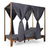 Outdoor Daybed Lounge Chaise With Curtain