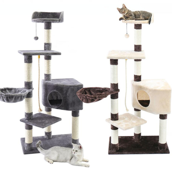 Multi-Level Cat Tree Condo Furniture with Sisal-Covered Scratching Posts Plush Condos for Kittens Cats and Pets