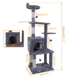 Multi-Level Cat Tree Condo Furniture with Sisal-Covered Scratching Posts Plush Condos for Kittens Cats and Pets