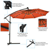 10' Hanging Patio Sun Shade Umbrella with Solar LED Light - Beige