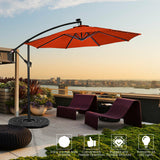 10' Hanging Patio Sun Shade Umbrella With Solar LED Light