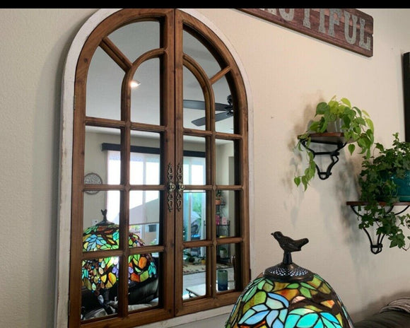 rustic white and brown mirror window panes