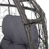 Wicker Tear drop chair with dark gray cushion