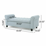 Tufted Rolled Arm Storage Ottoman Bench