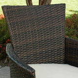 Outdoor Dining Set Teak Finished Acacia Wood Table and Bench with Cushion Wicker Chairs I#1003