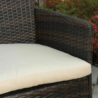 Outdoor Dining Set Teak Finished Acacia Wood Table and Bench with Cushion Wicker Chairs I#1003